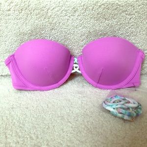 Purple strapless bikini top